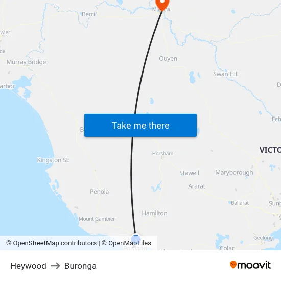 Heywood to Buronga map