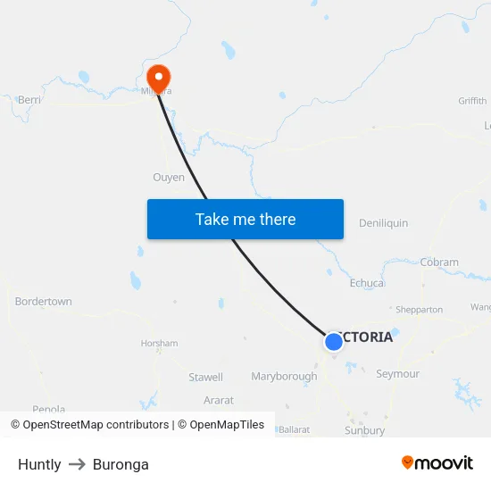 Huntly to Buronga map