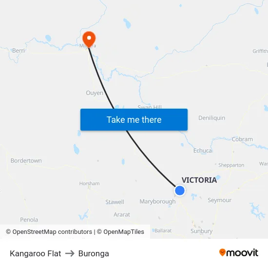 Kangaroo Flat to Buronga map