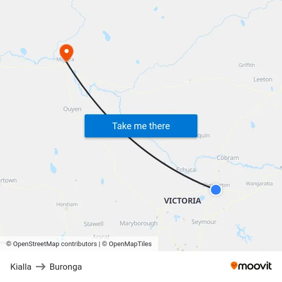 Kialla to Buronga map