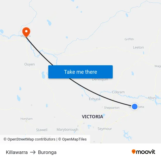 Killawarra to Buronga map