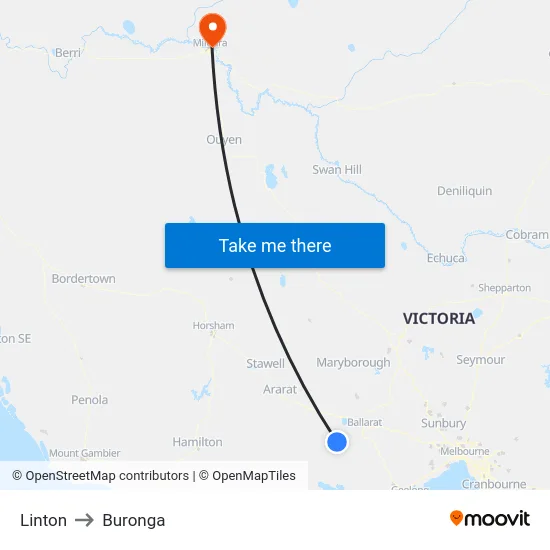 Linton to Buronga map