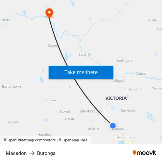 Macedon to Buronga map