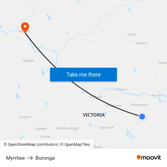 Myrrhee to Buronga map