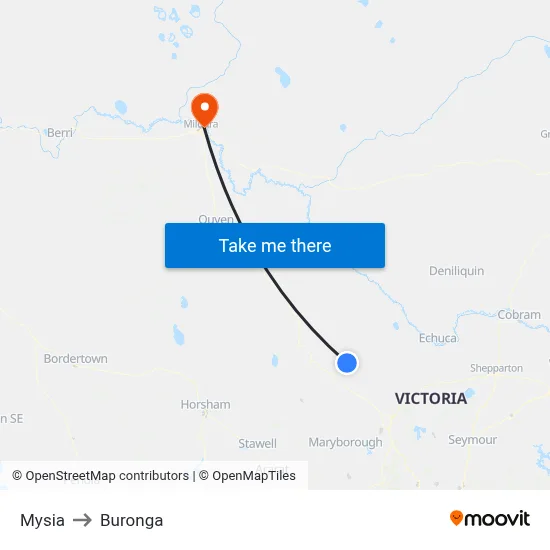 Mysia to Buronga map