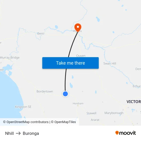 Nhill to Buronga map