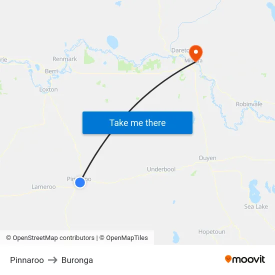 Pinnaroo to Buronga map