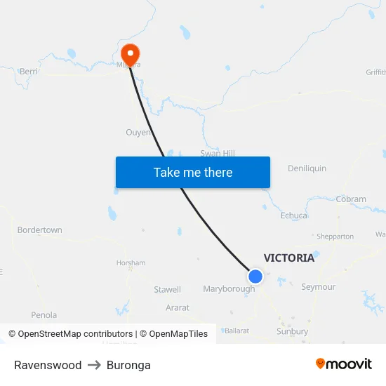 Ravenswood to Buronga map