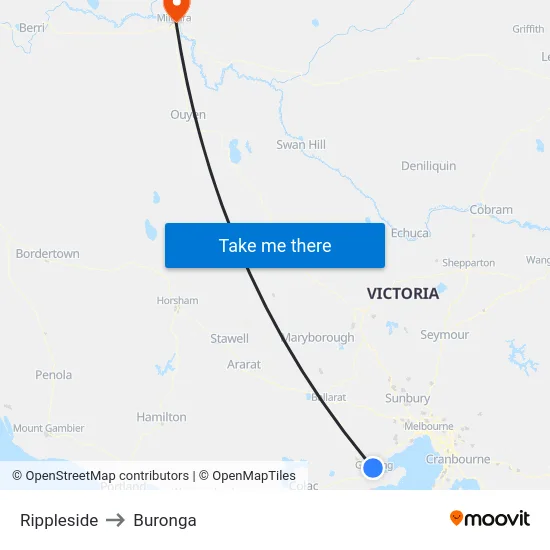 Rippleside to Buronga map