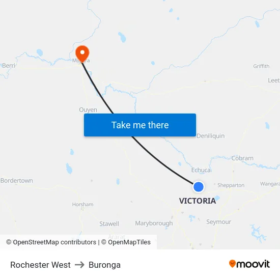 Rochester West to Buronga map