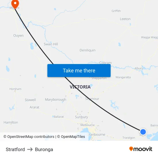 Stratford to Buronga map