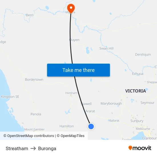 Streatham to Buronga map