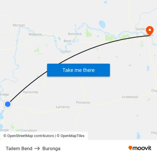Tailem Bend to Buronga map