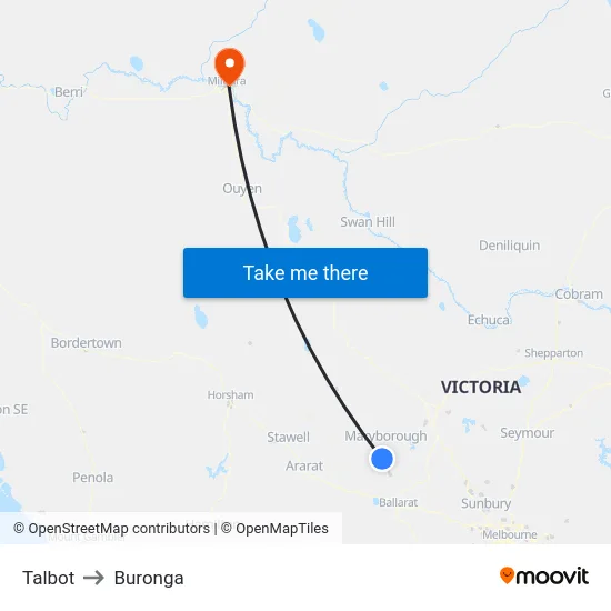 Talbot to Buronga map