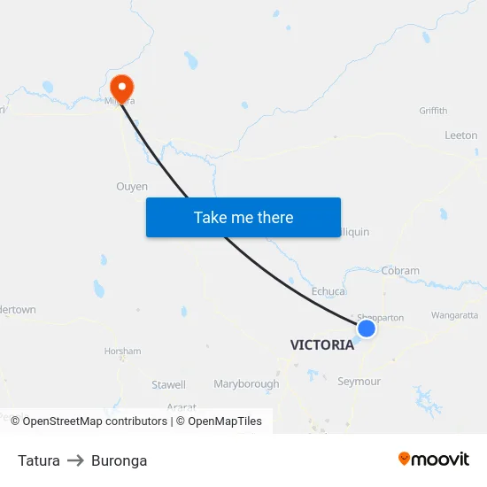 Tatura to Buronga map