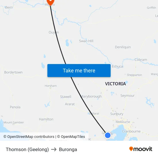 Thomson (Geelong) to Buronga map