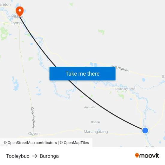 Tooleybuc to Buronga map