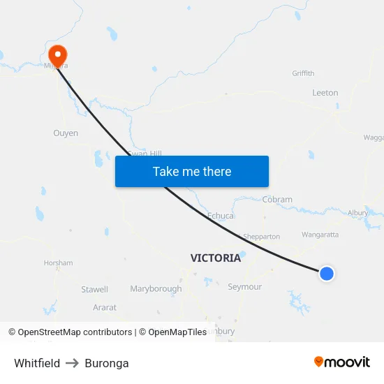 Whitfield to Buronga map