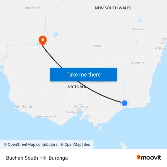 Buchan South to Buronga map