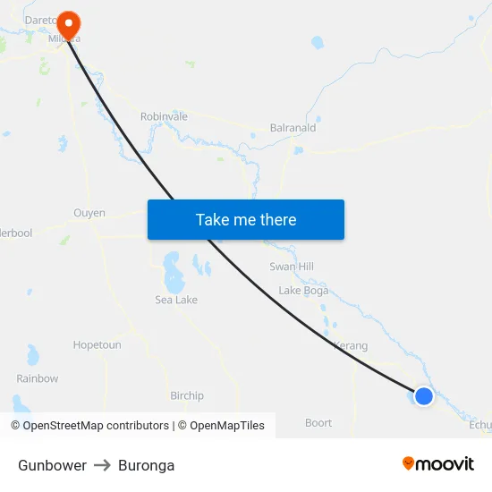 Gunbower to Buronga map