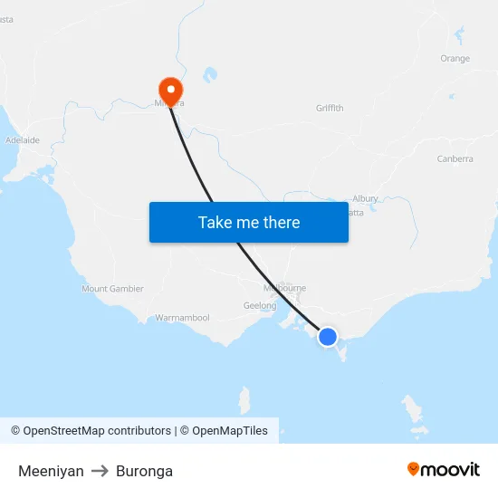 Meeniyan to Buronga map