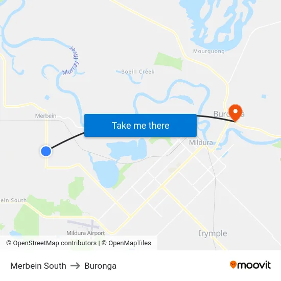 Merbein South to Buronga map