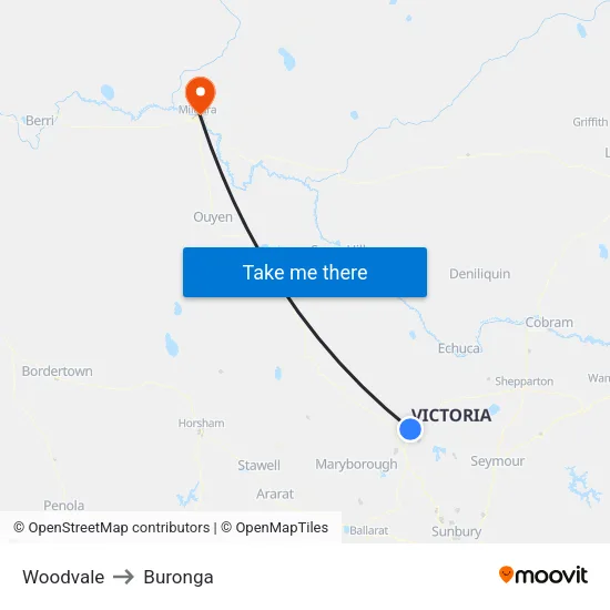Woodvale to Buronga map