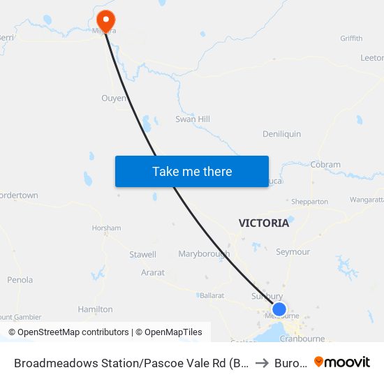 Broadmeadows Station/Pascoe Vale Rd (Broadmeadows) to Buronga map
