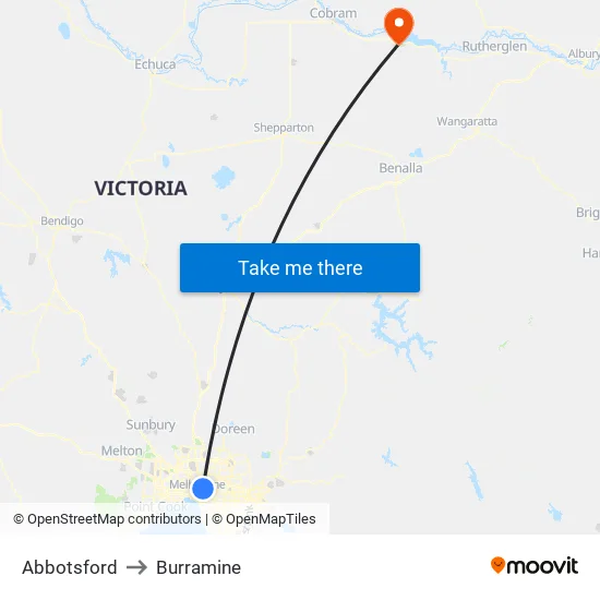 Abbotsford to Burramine map