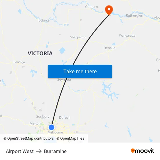 Airport West to Burramine map