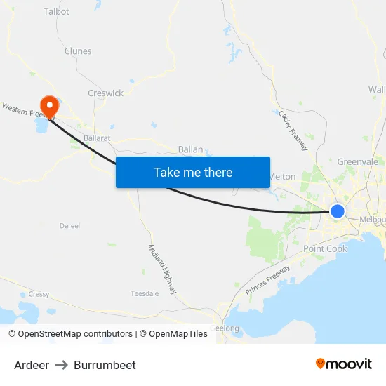 Ardeer to Burrumbeet map