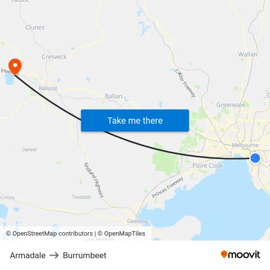 Armadale to Burrumbeet map