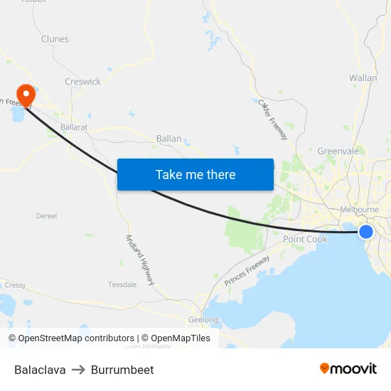 Balaclava to Burrumbeet map