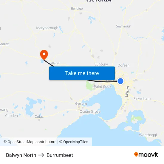 Balwyn North to Burrumbeet map