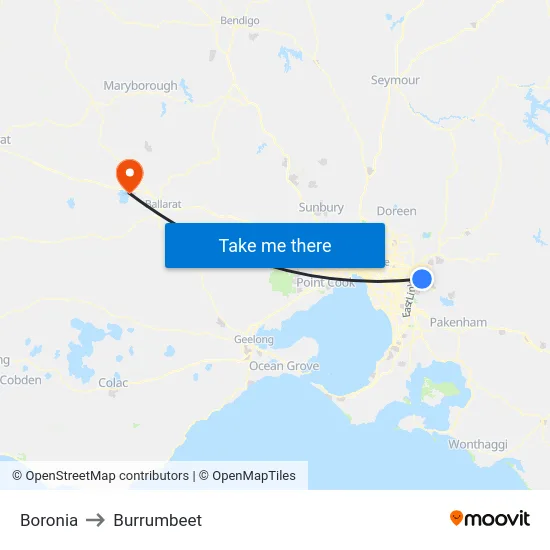 Boronia to Burrumbeet map