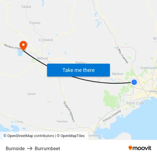 Burnside to Burrumbeet map