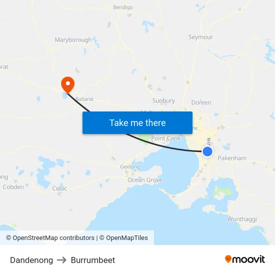 Dandenong to Burrumbeet map