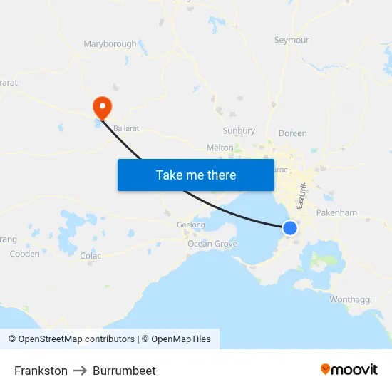 Frankston to Burrumbeet map