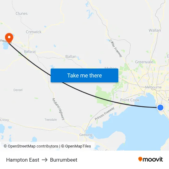 Hampton East to Burrumbeet map