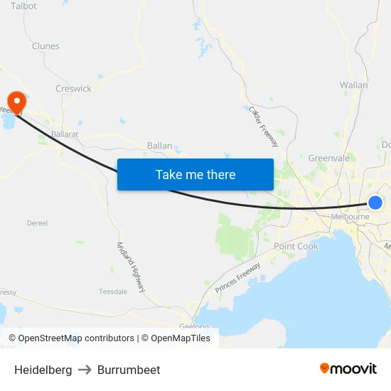 Heidelberg to Burrumbeet map