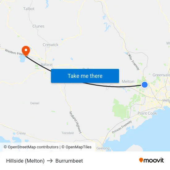 Hillside (Melton) to Burrumbeet map