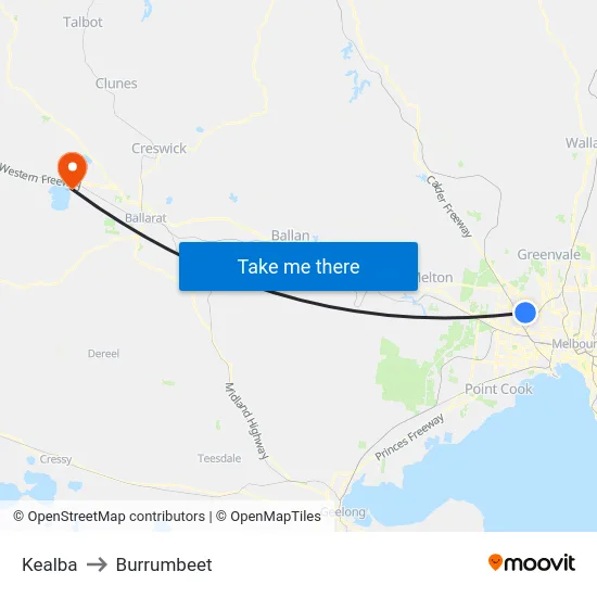 Kealba to Burrumbeet map