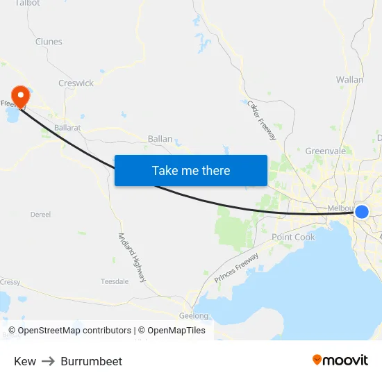Kew to Burrumbeet map