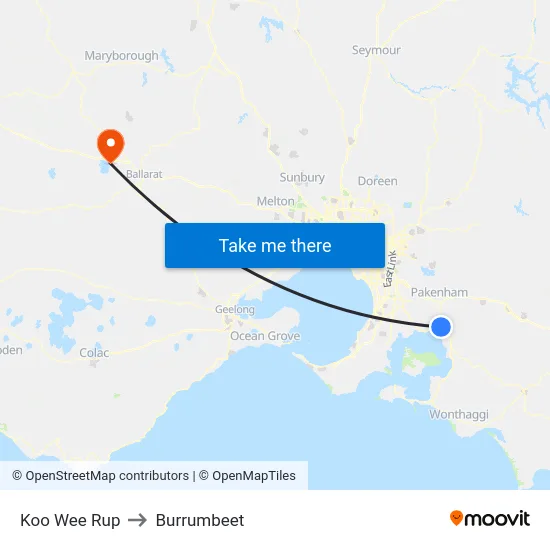 Koo Wee Rup to Burrumbeet map