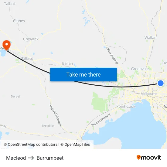 Macleod to Burrumbeet map