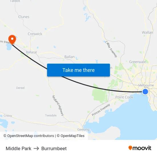 Middle Park to Burrumbeet map