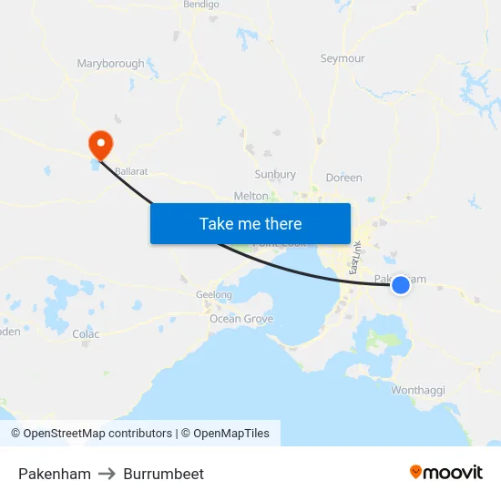 Pakenham to Burrumbeet map