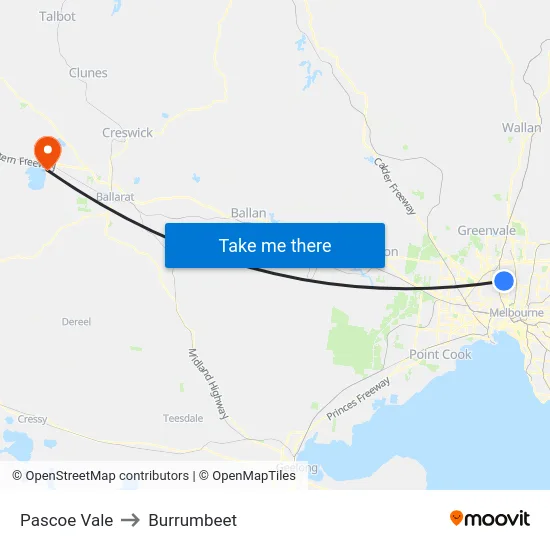 Pascoe Vale to Burrumbeet map