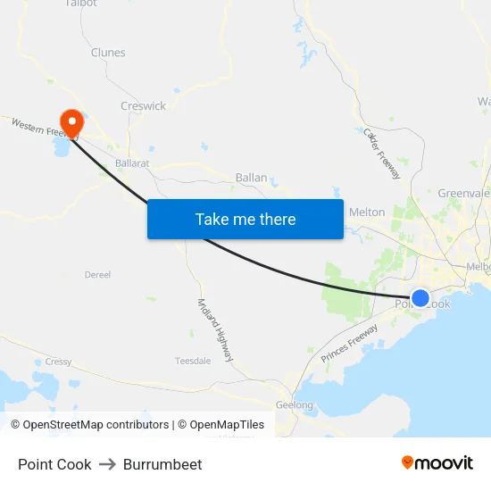 Point Cook to Burrumbeet map