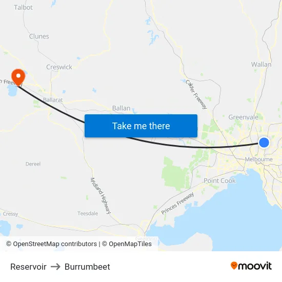 Reservoir to Burrumbeet map